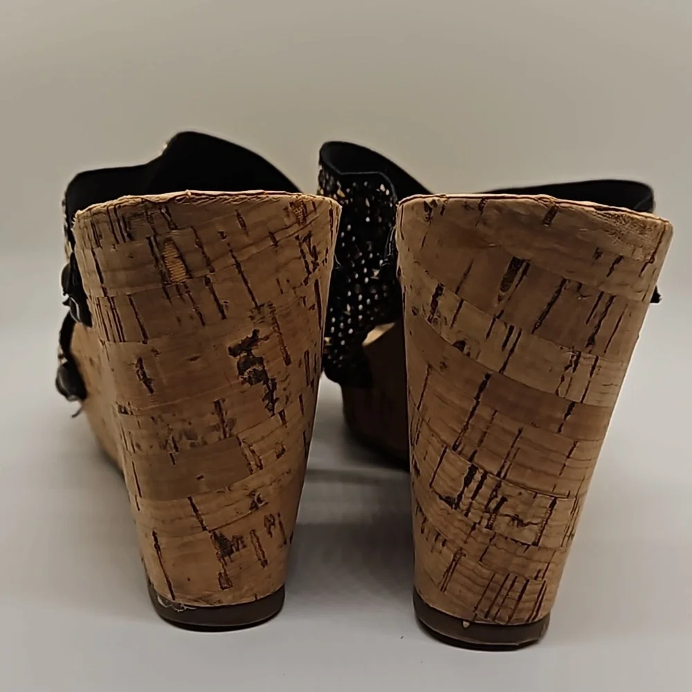 XOXO Belicia Studs Cork Wedge Platform Slides Sandals sz 7